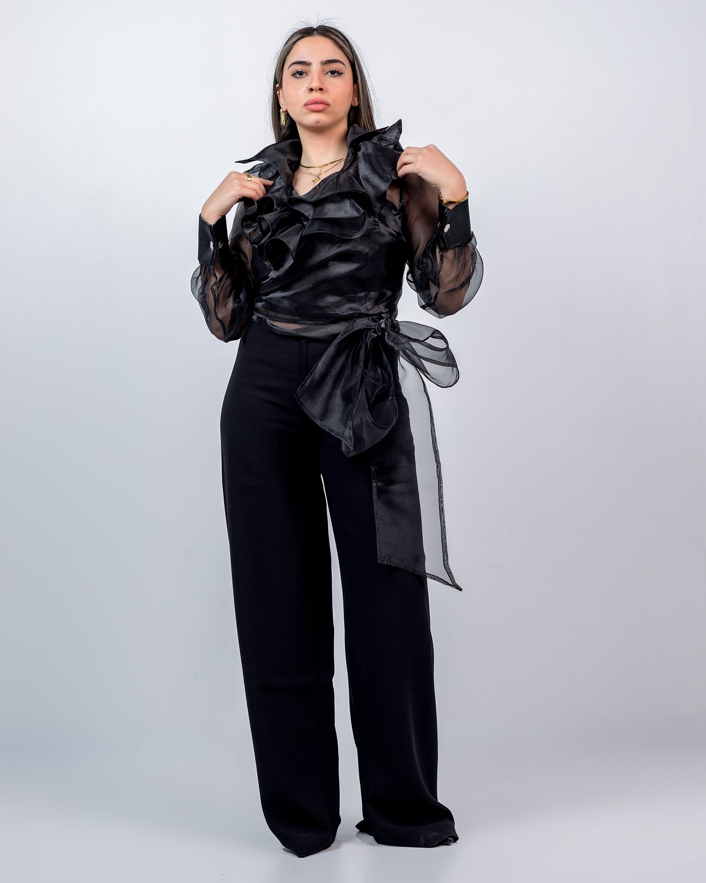 BLACK ORGANZA BLOUSE