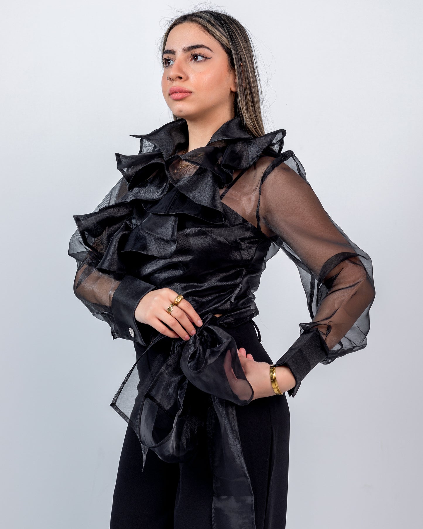 BLACK ORGANZA BLOUSE