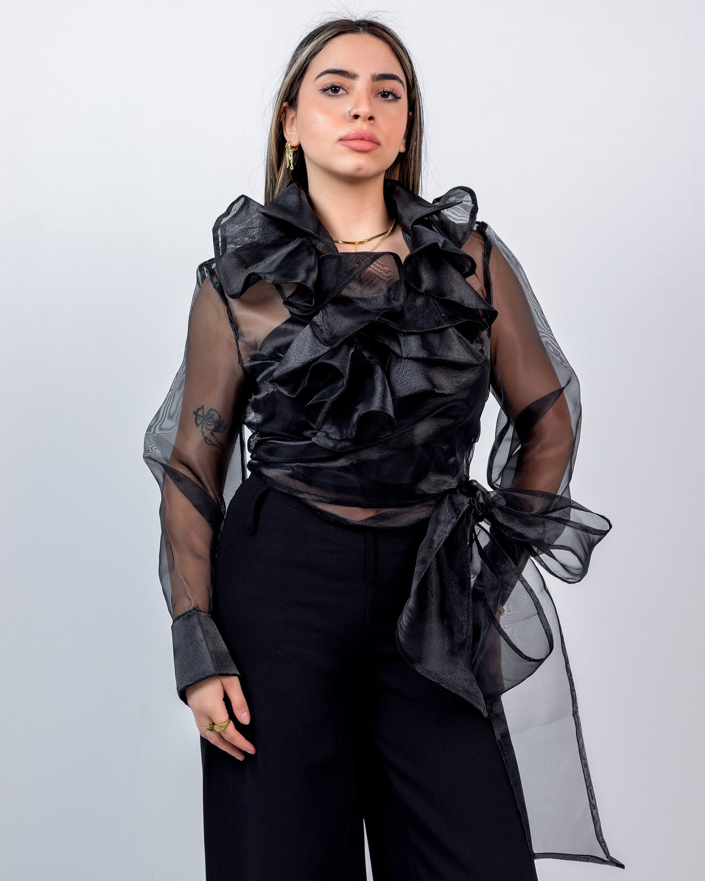 BLACK ORGANZA BLOUSE