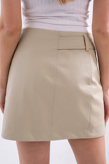 Beige Leather Jacket & Skirt