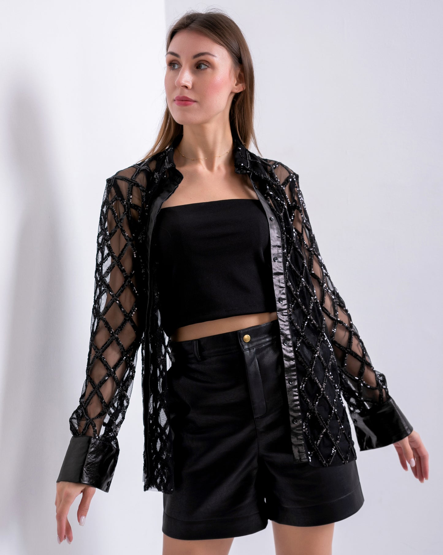 Leather black short
