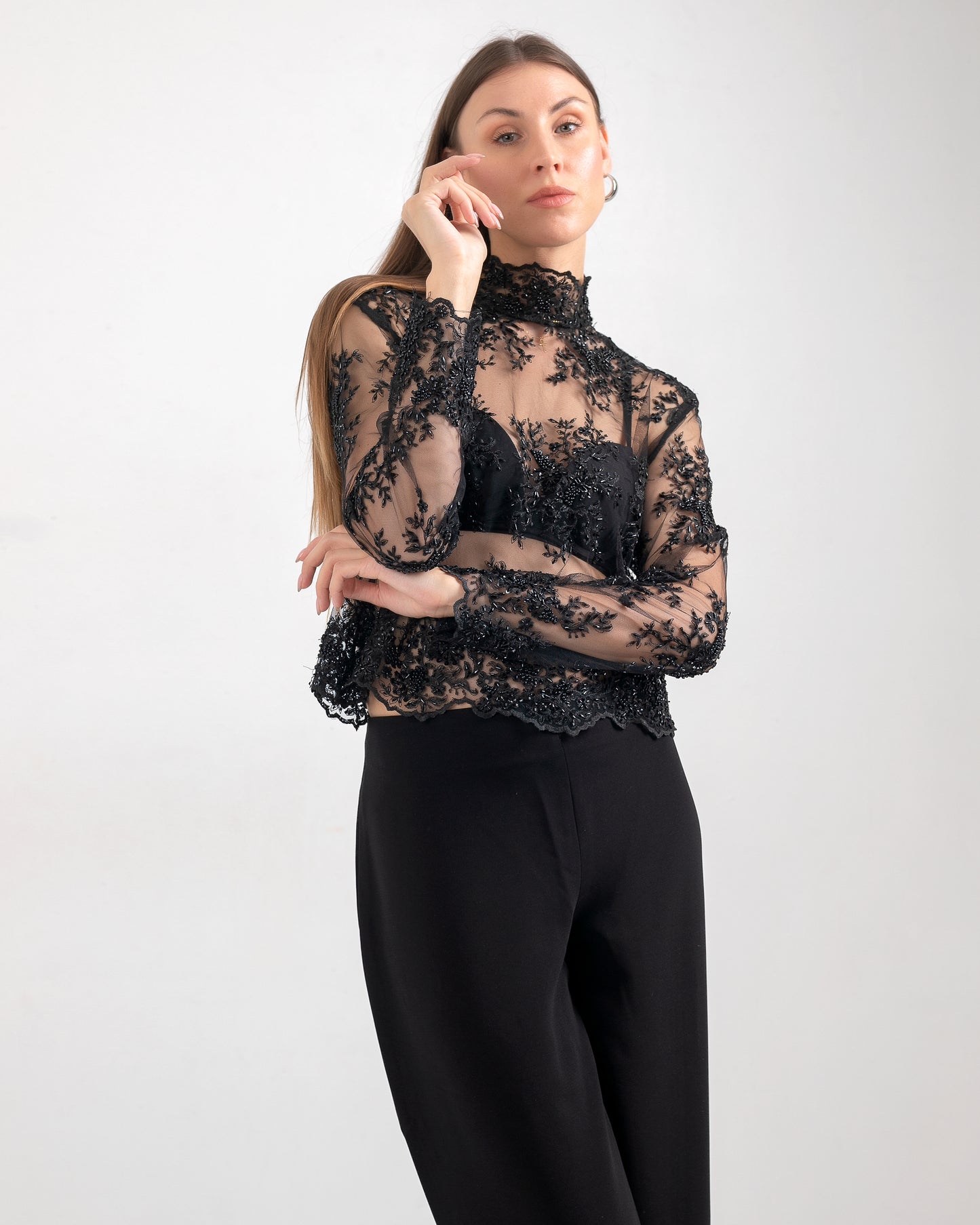 BLACK SHEER TOP