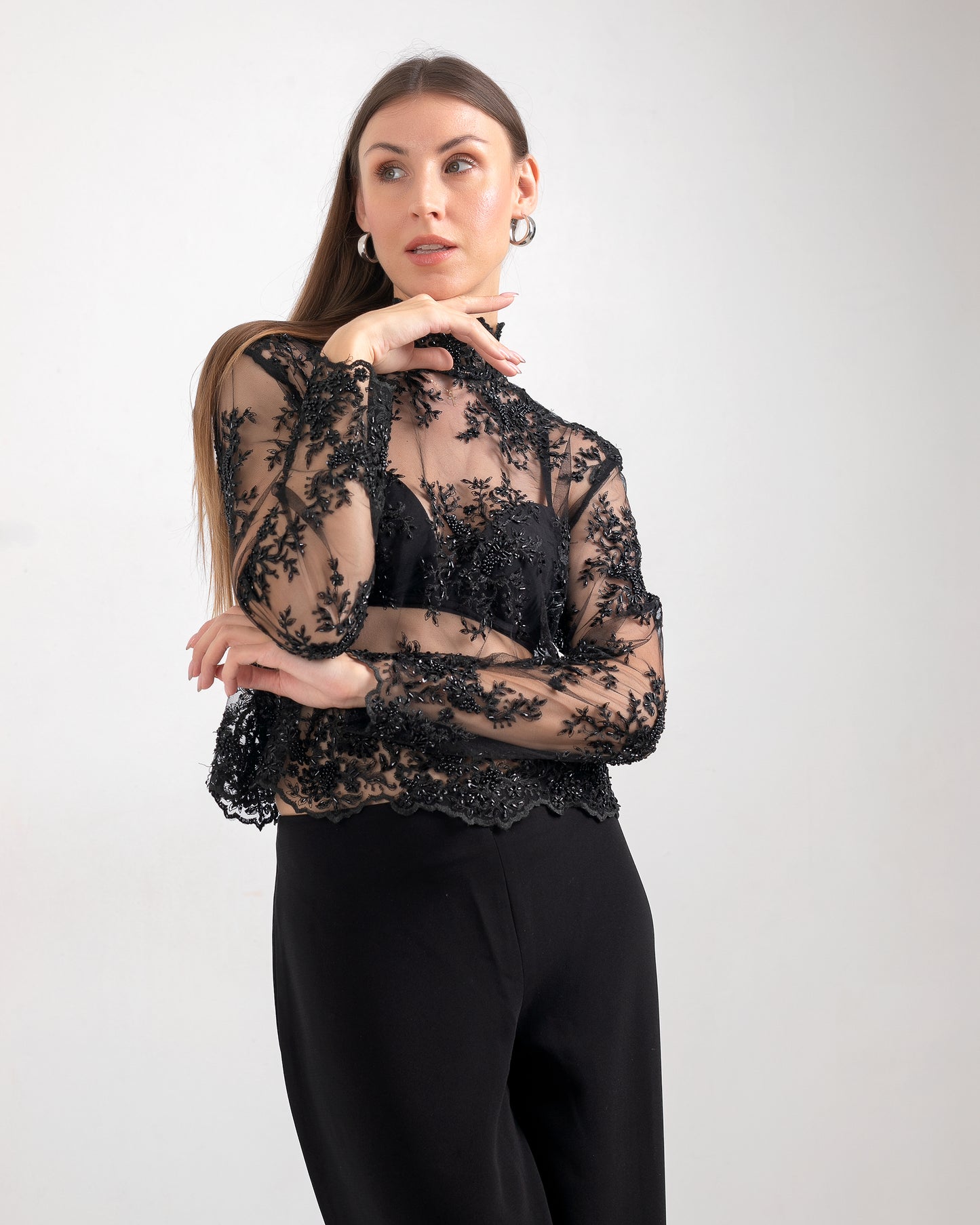 BLACK SHEER TOP