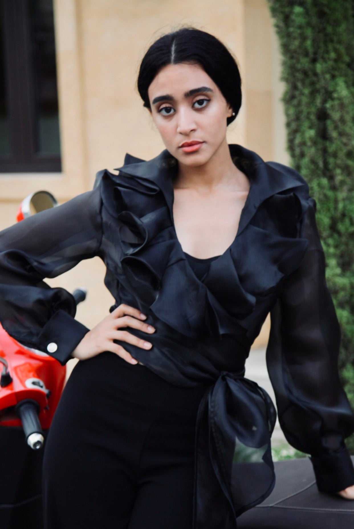 BLACK ORGANZA BLOUSE