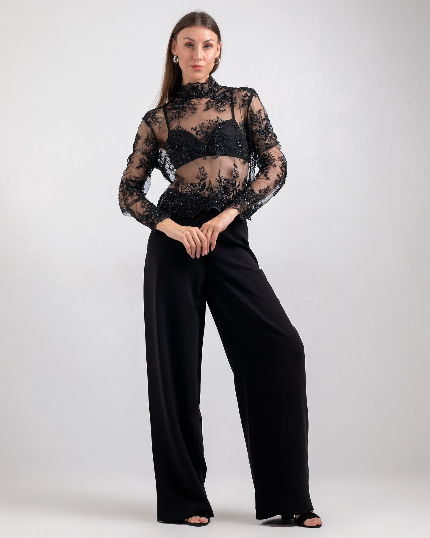 BLACK SHEER TOP