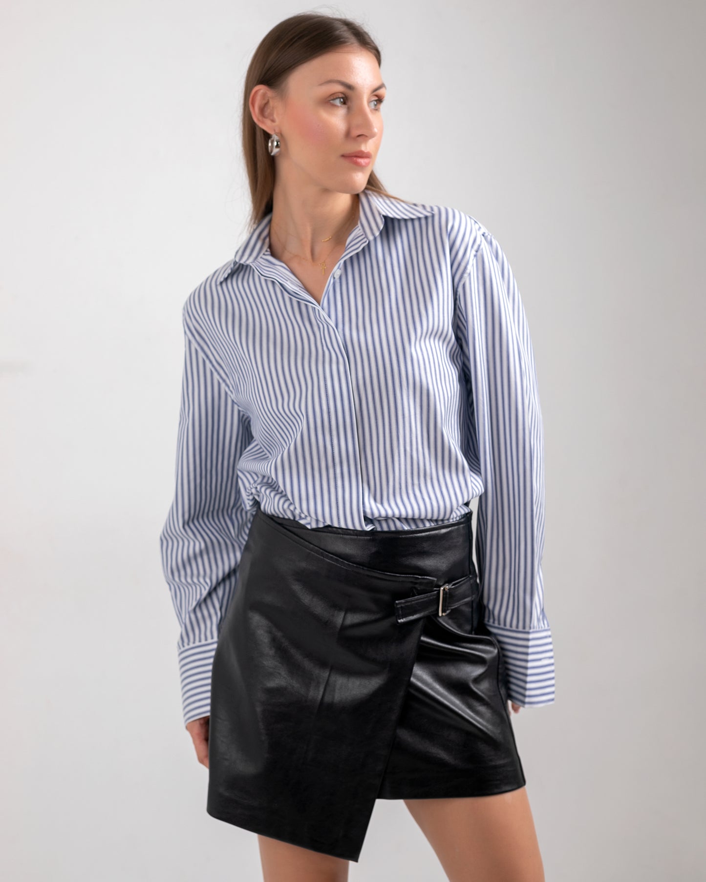 BLACK LEATHER MINI SKIRT