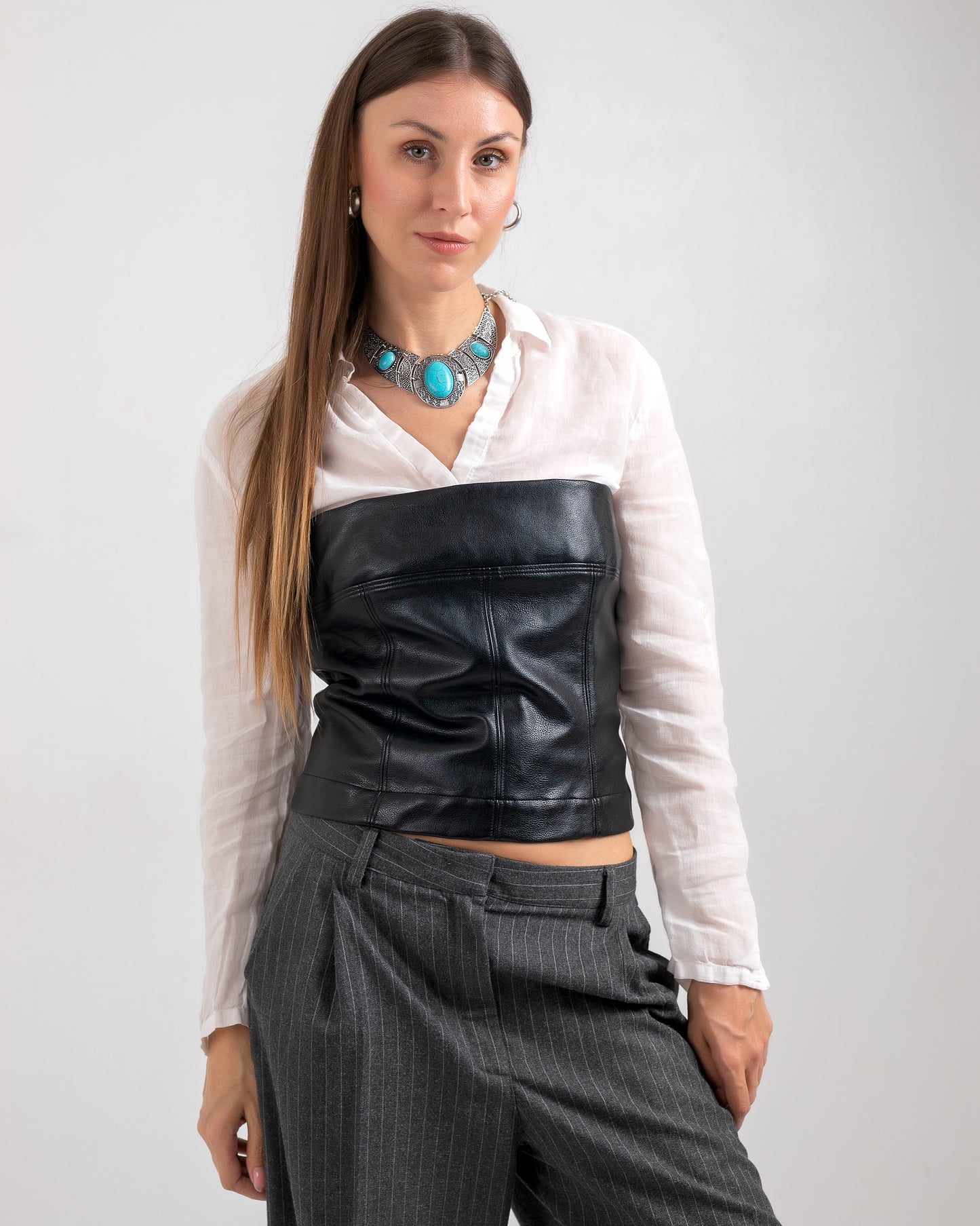 BLACK LEATHER CORSET