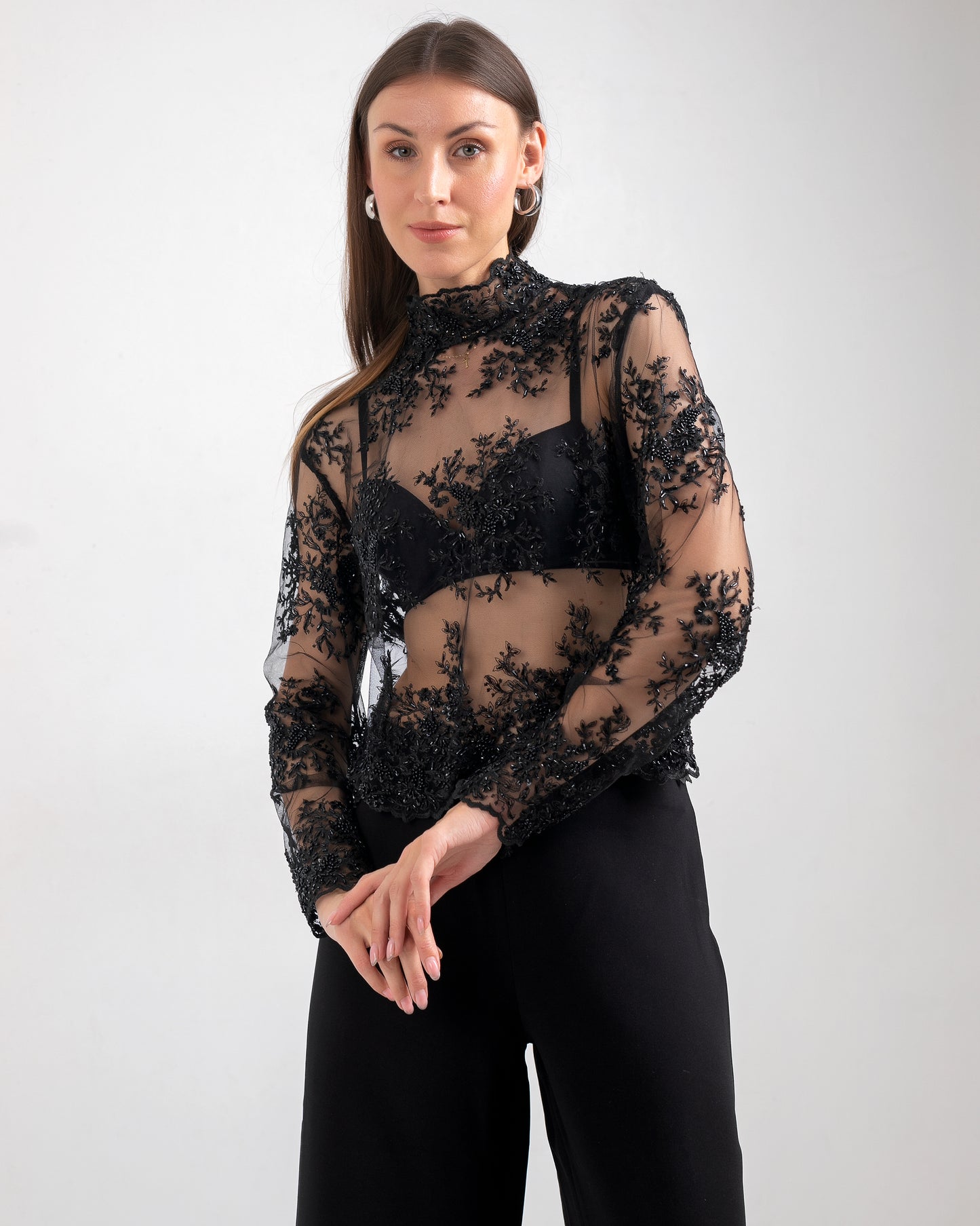 BLACK SHEER TOP