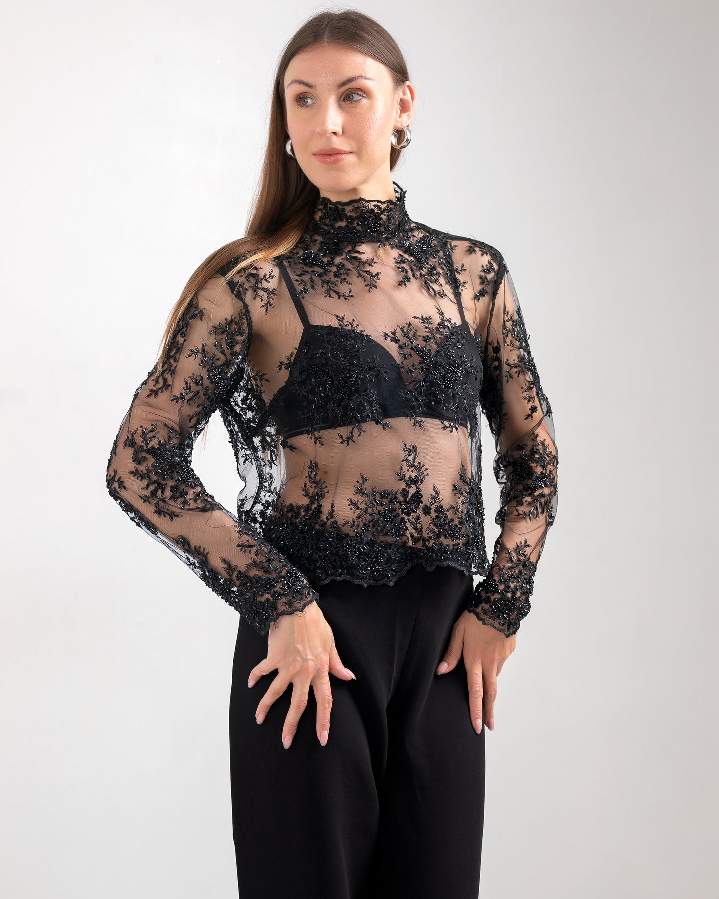 BLACK SHEER TOP