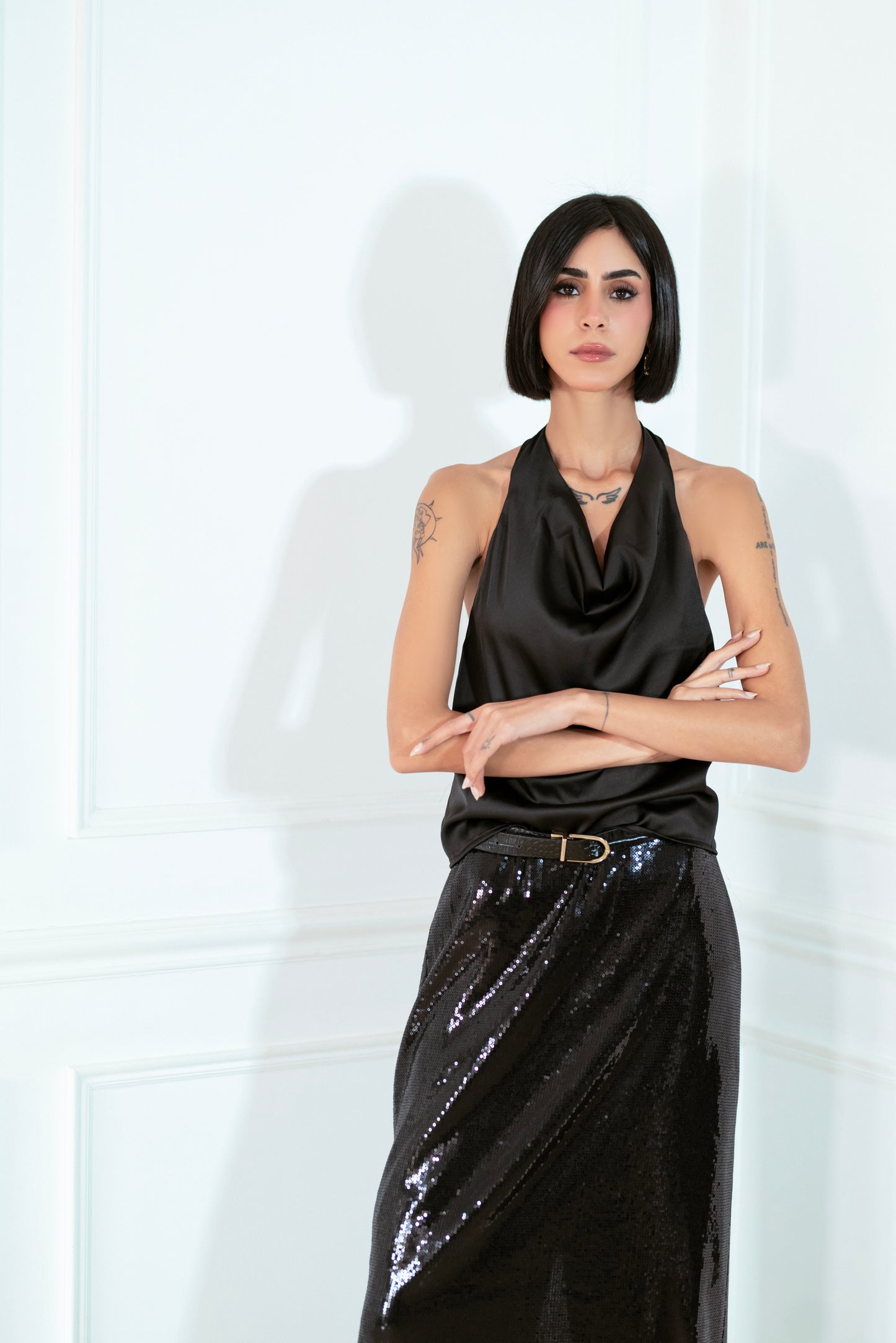 SATIN HALTER TOP
