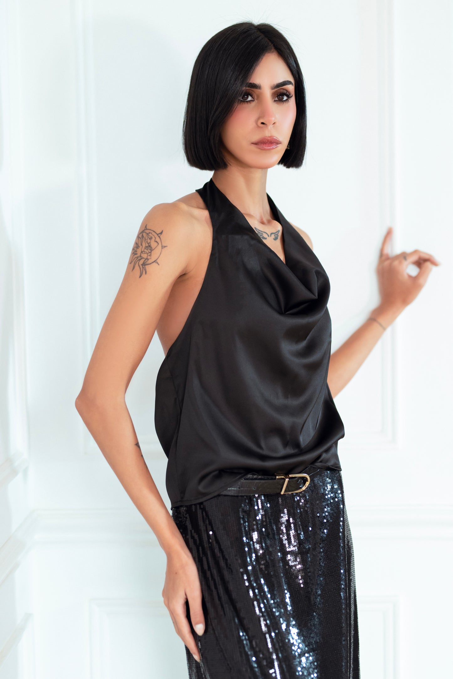 SATIN HALTER TOP
