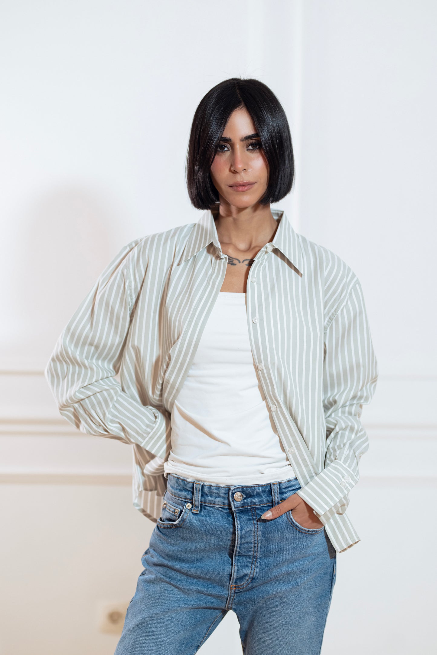 CLASSIC STRIPED GREY SHIRT