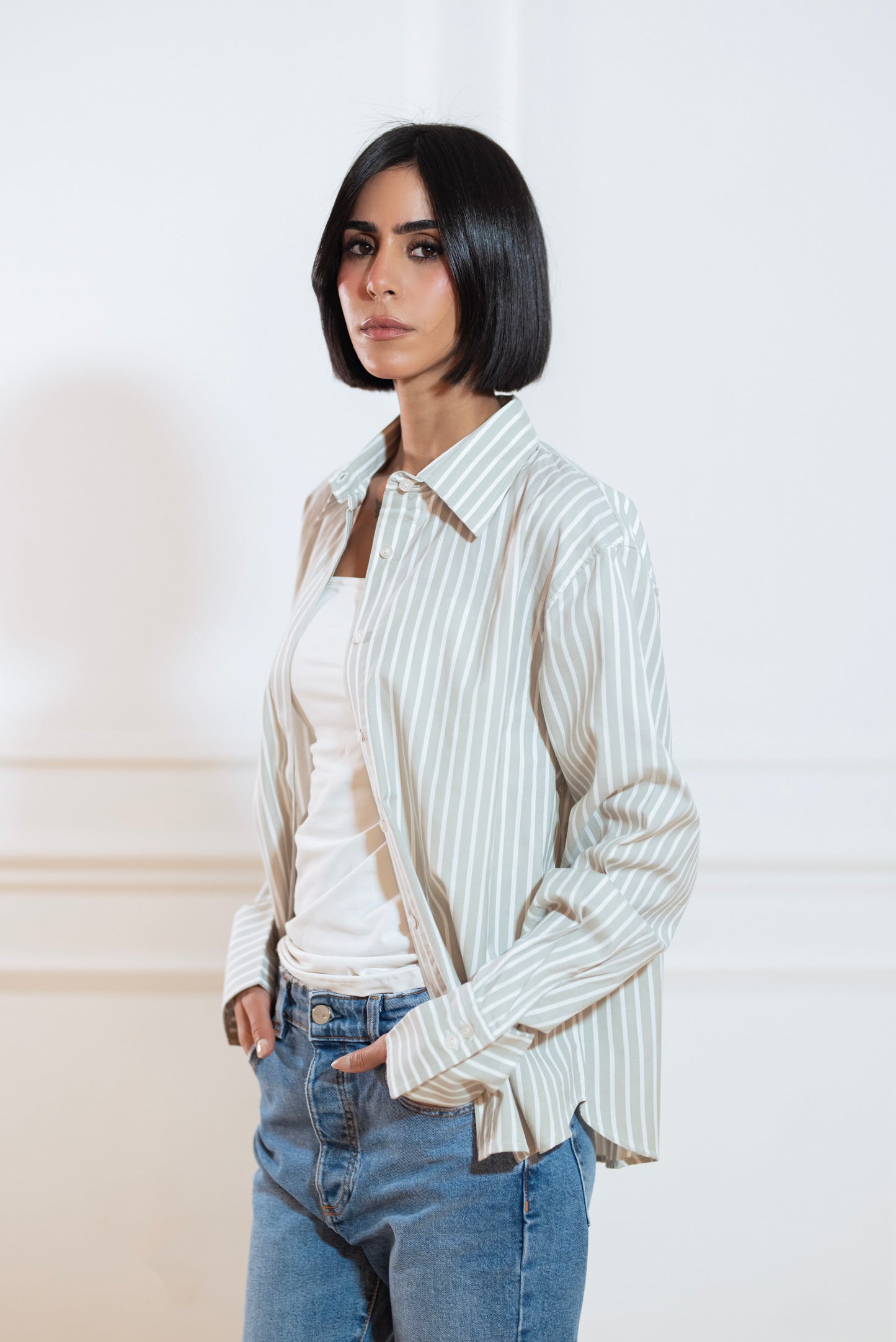 CLASSIC STRIPED GREY SHIRT