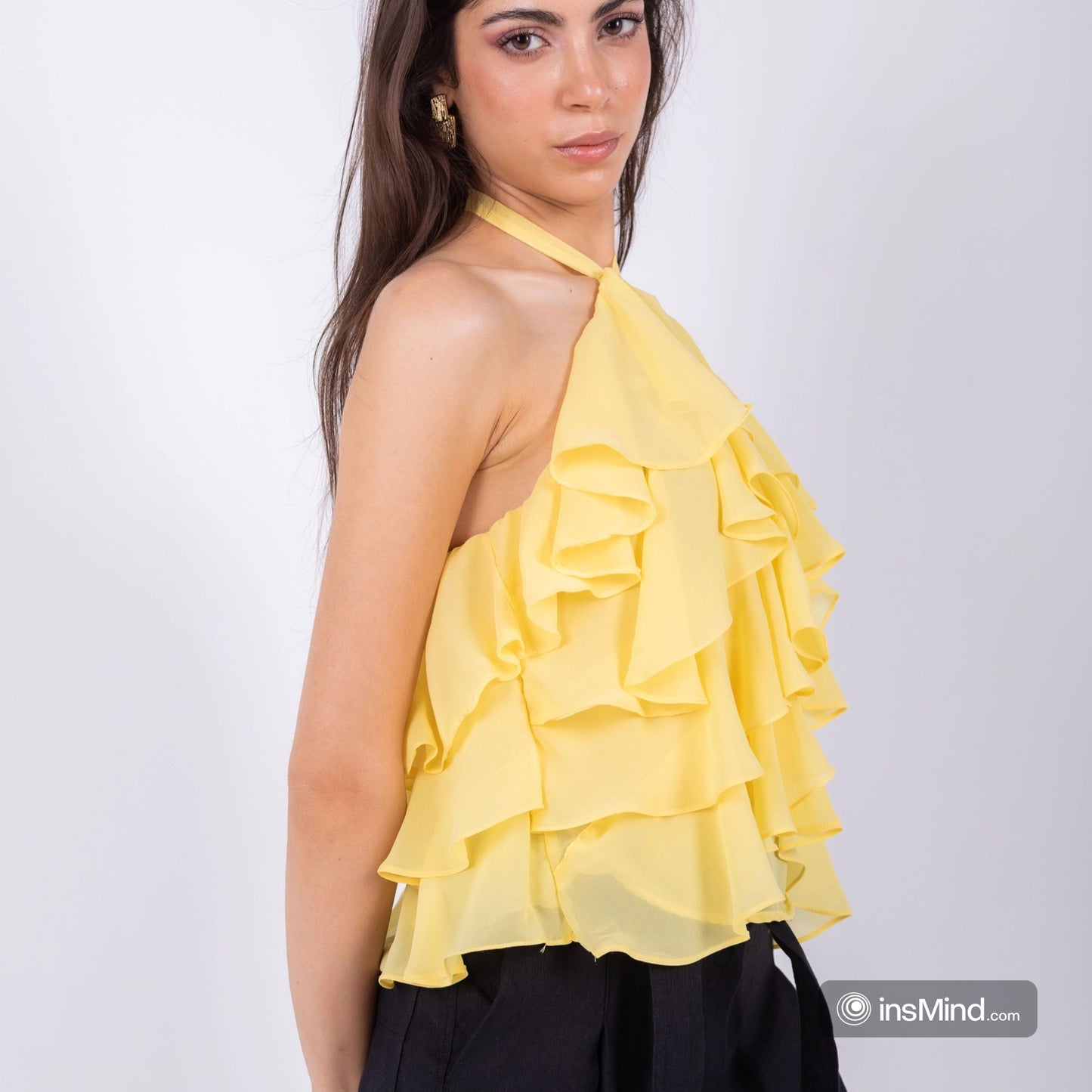 Yellow Chiffon Ruffles Top