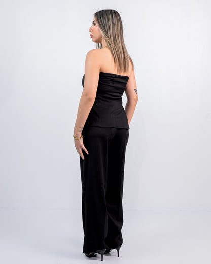 STRAPLESS TOP &  FITTED  STRAIGHT LEG TROUSERS