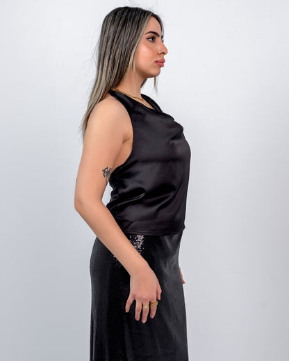 BLACK  GLITTER LONG  SKIRT