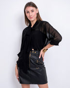 TIE NECK CHIFFON  BLOUSE