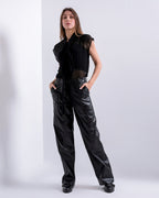 TIE NECK  SLEEVELESS CHIFFON  BLOUSE