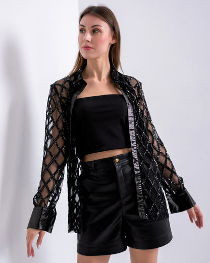 Leather black short
