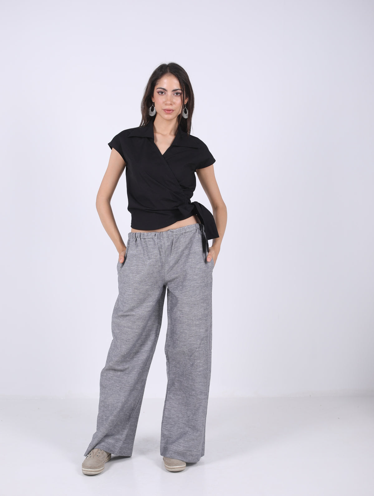 Wide Leg Pants with Drawstring