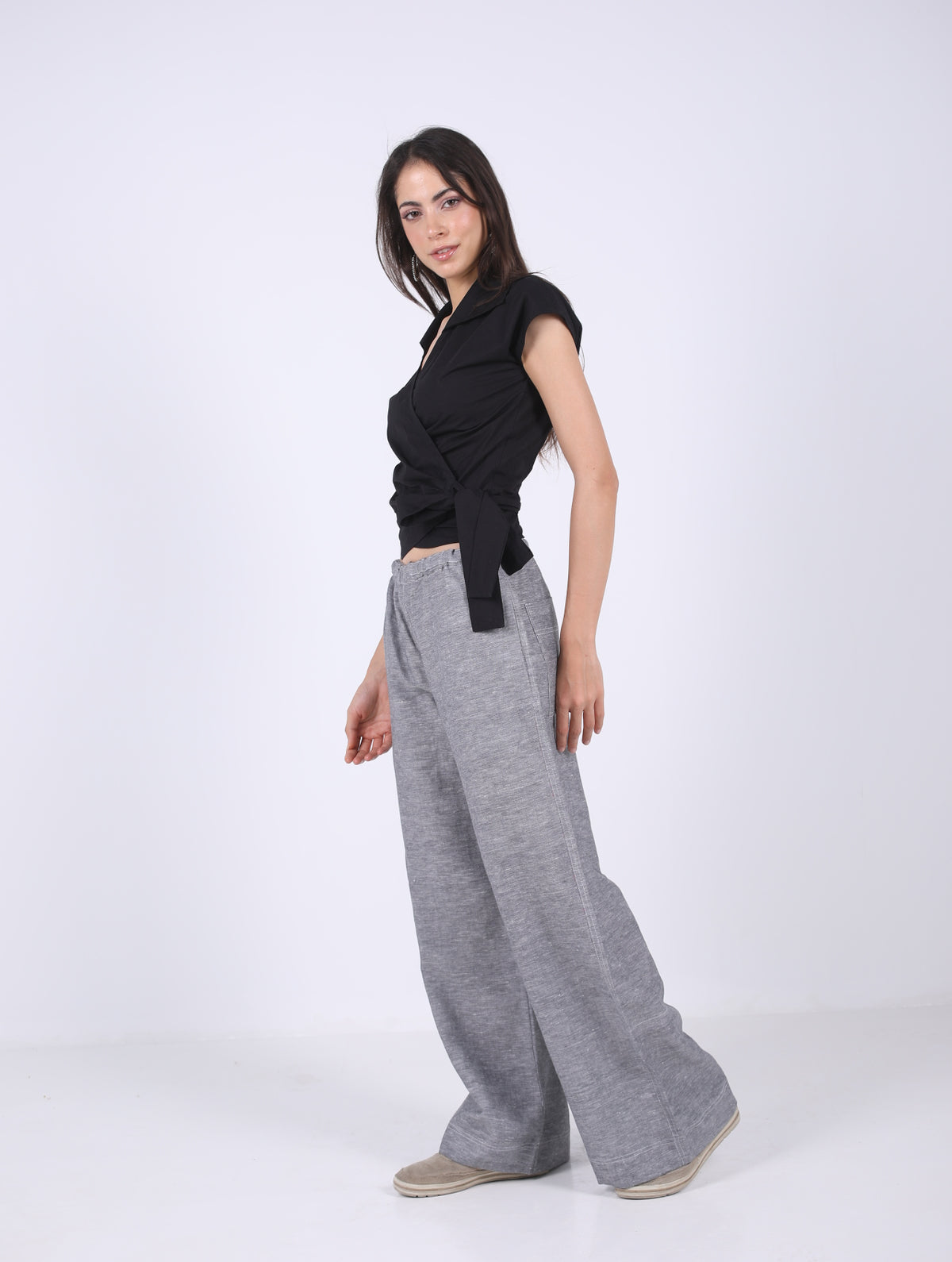 Wide Leg Pants with Drawstring