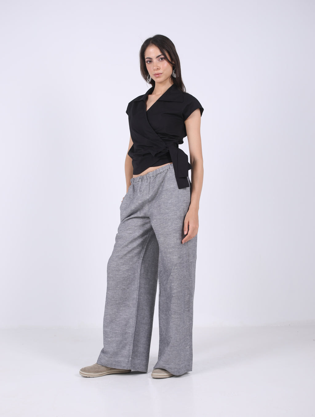 Wide Leg Pants with Drawstring