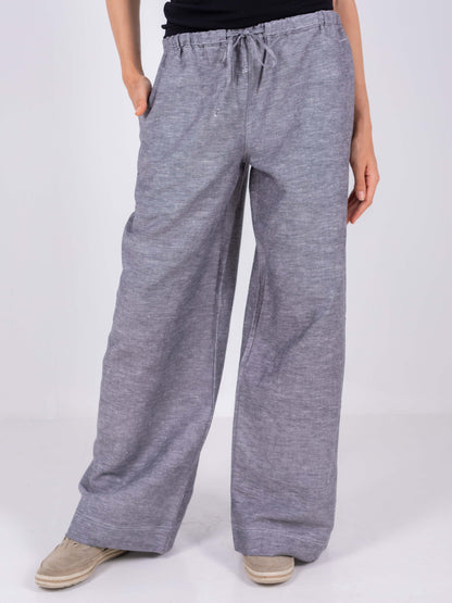 Gray Wide Leg Pants, 100% Linen