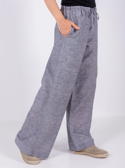Gray Wide Leg Pants, 100% Linen