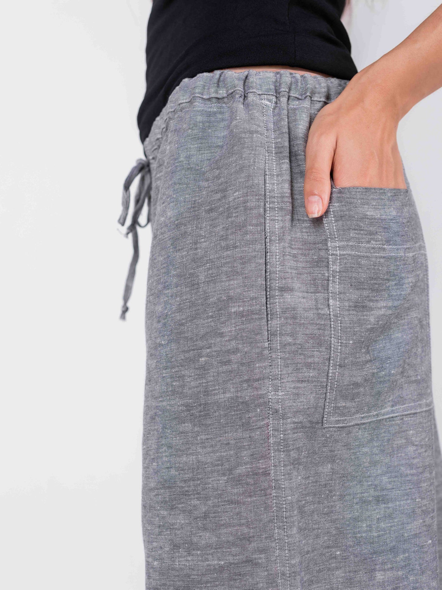 Gray Wide Leg Pants, 100% Linen