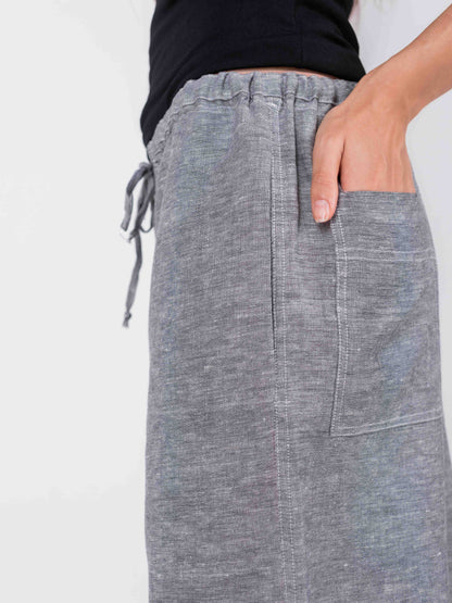 Gray Wide Leg Pants, 100% Linen