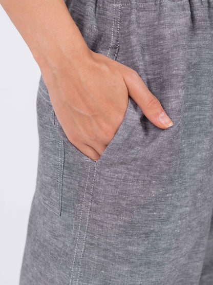 Gray Wide Leg Pants, 100% Linen