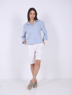 LINEN SHORT PLEATED BERMUDA SHORTS