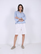 LINEN SHORT PLEATED BERMUDA SHORTS