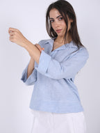 Linen blouse with collar shirt