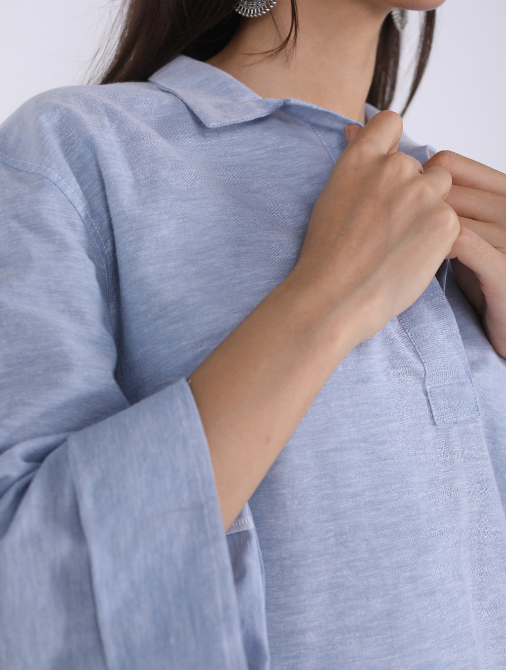 Linen blouse with collar shirt