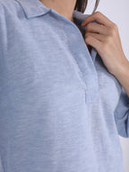 Linen blouse with collar shirt
