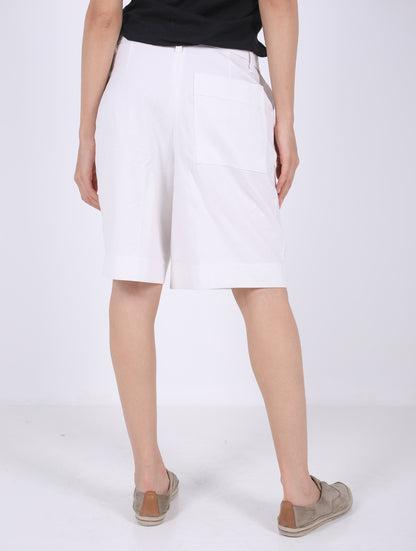 100% LINEN SHORT PLEATED BERMUDA SHORTS
