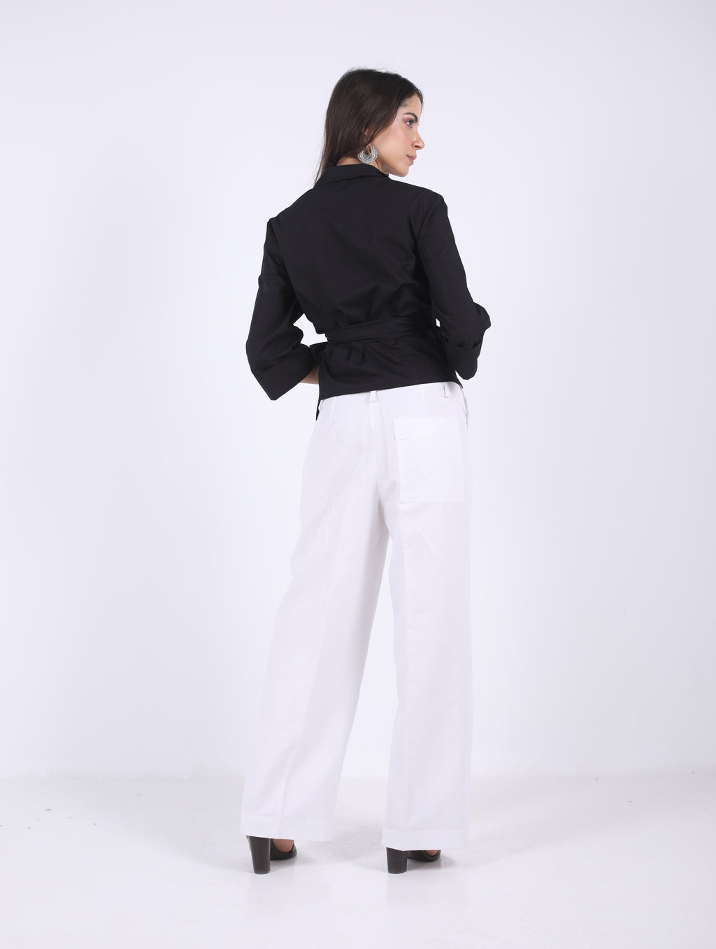 WRAP  BLACK COTTON  BLOUSE