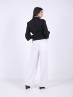 WRAP  BLACK COTTON  BLOUSE