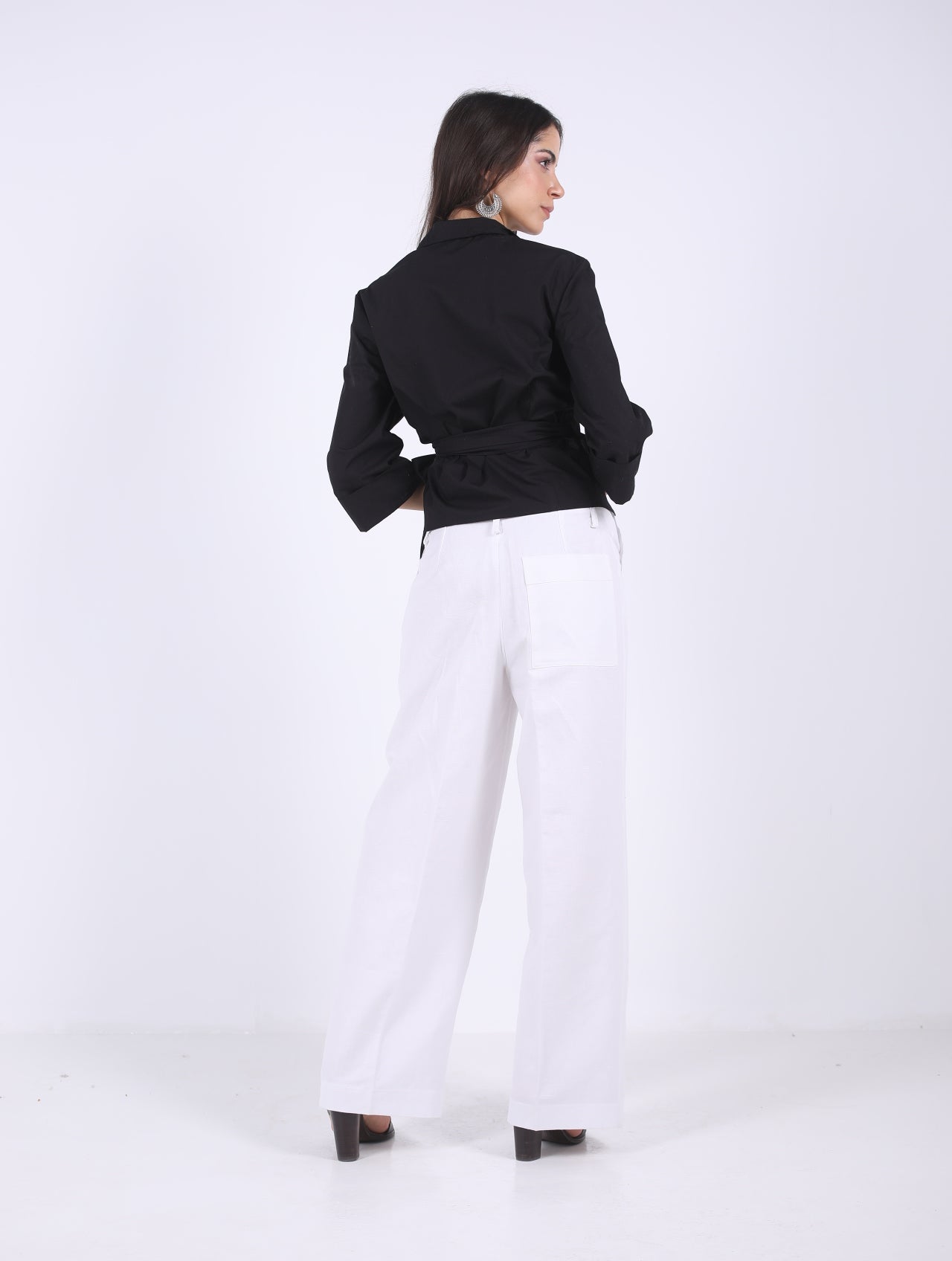 WRAP  BLACK COTTON  BLOUSE
