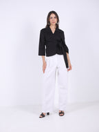 WRAP  BLACK COTTON  BLOUSE