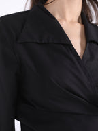WRAP  BLACK COTTON  BLOUSE