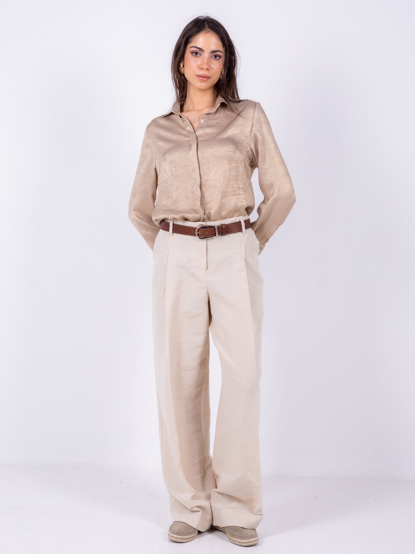 SOFT SATIN SHIRT IN CHAMPAGNE