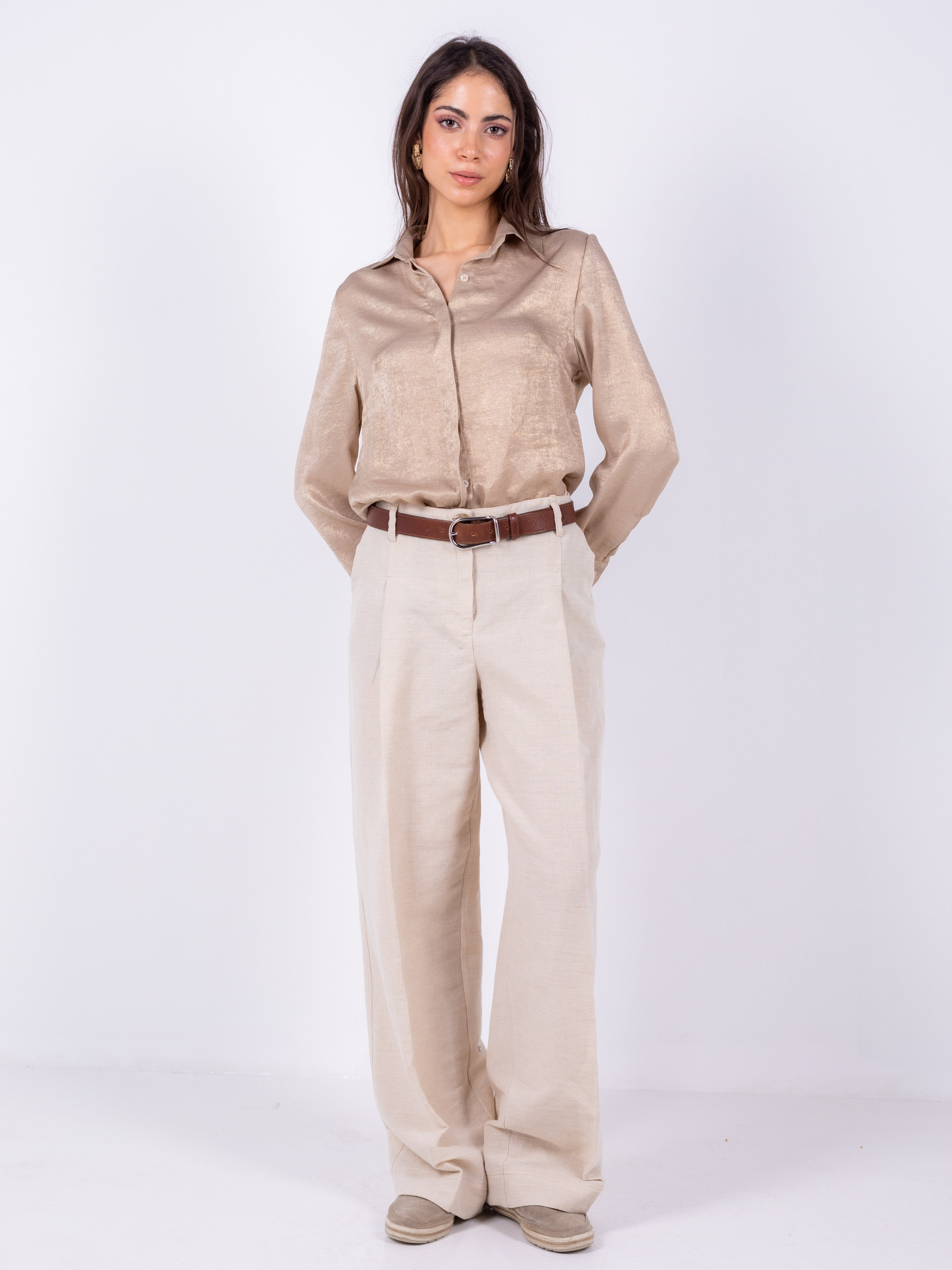 SOFT SATIN SHIRT IN CHAMPAGNE