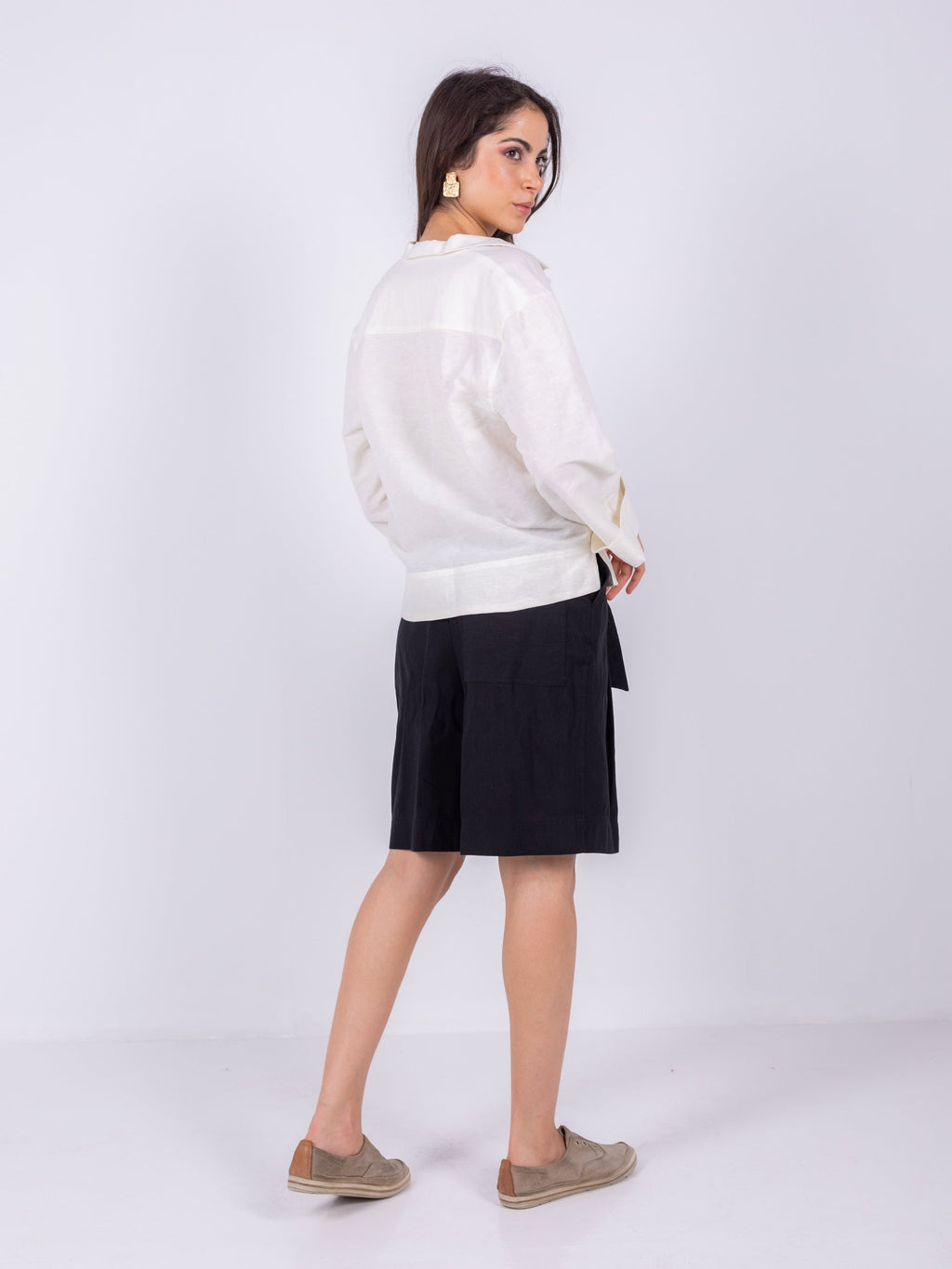 Linen blouse with collar shirt