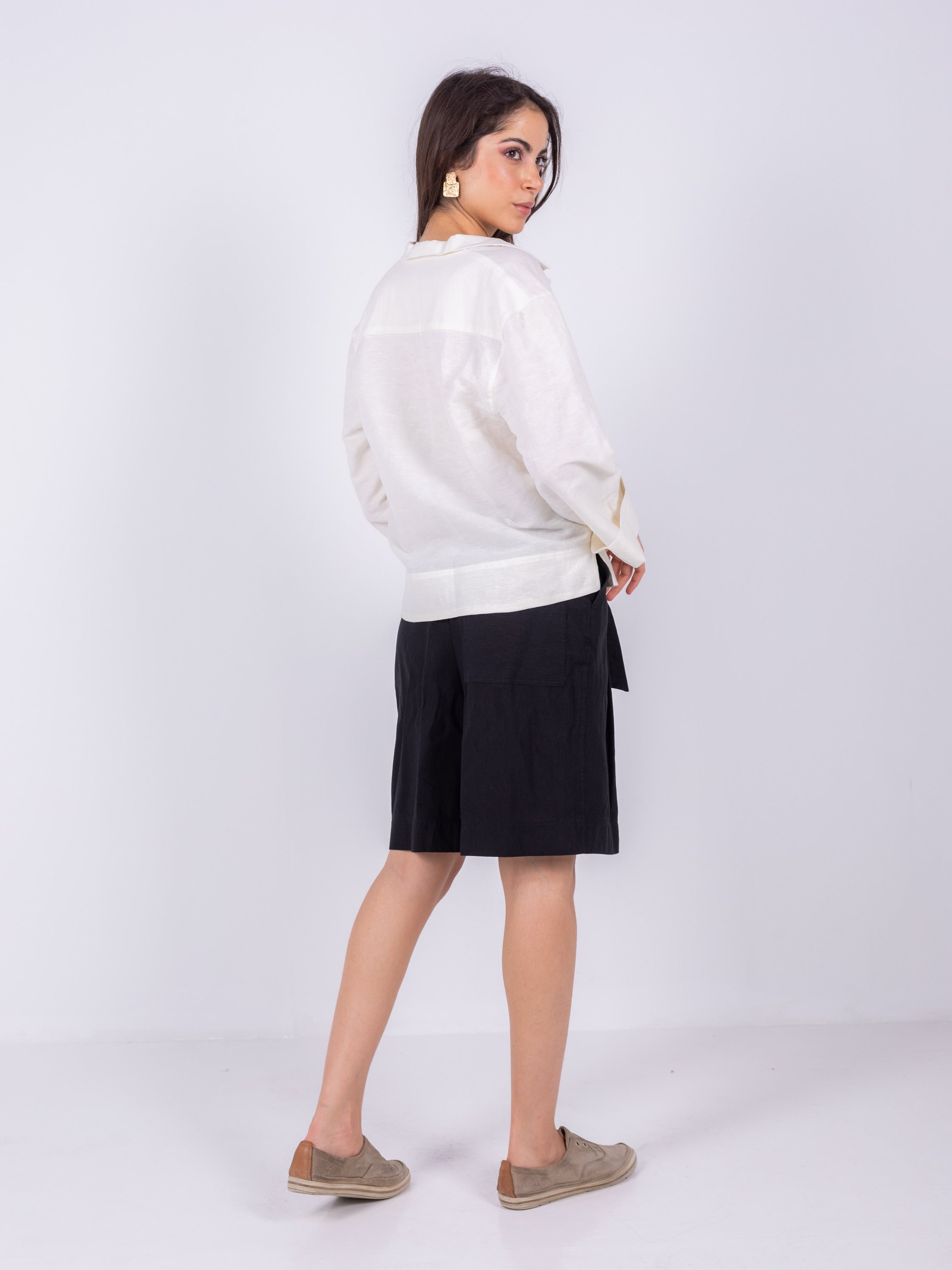 Linen blouse with collar shirt