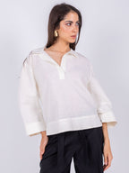 Linen blouse with collar shirt