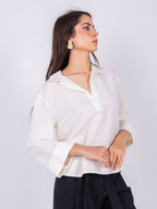 Linen blouse with collar shirt