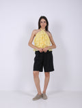 LINEN SHORT PLEATED BERMUDA SHORTS