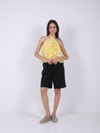 LINEN SHORT PLEATED BERMUDA SHORTS
